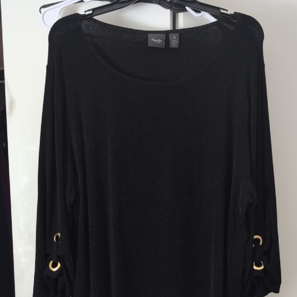 Stylish Black Blouse with Gold Details